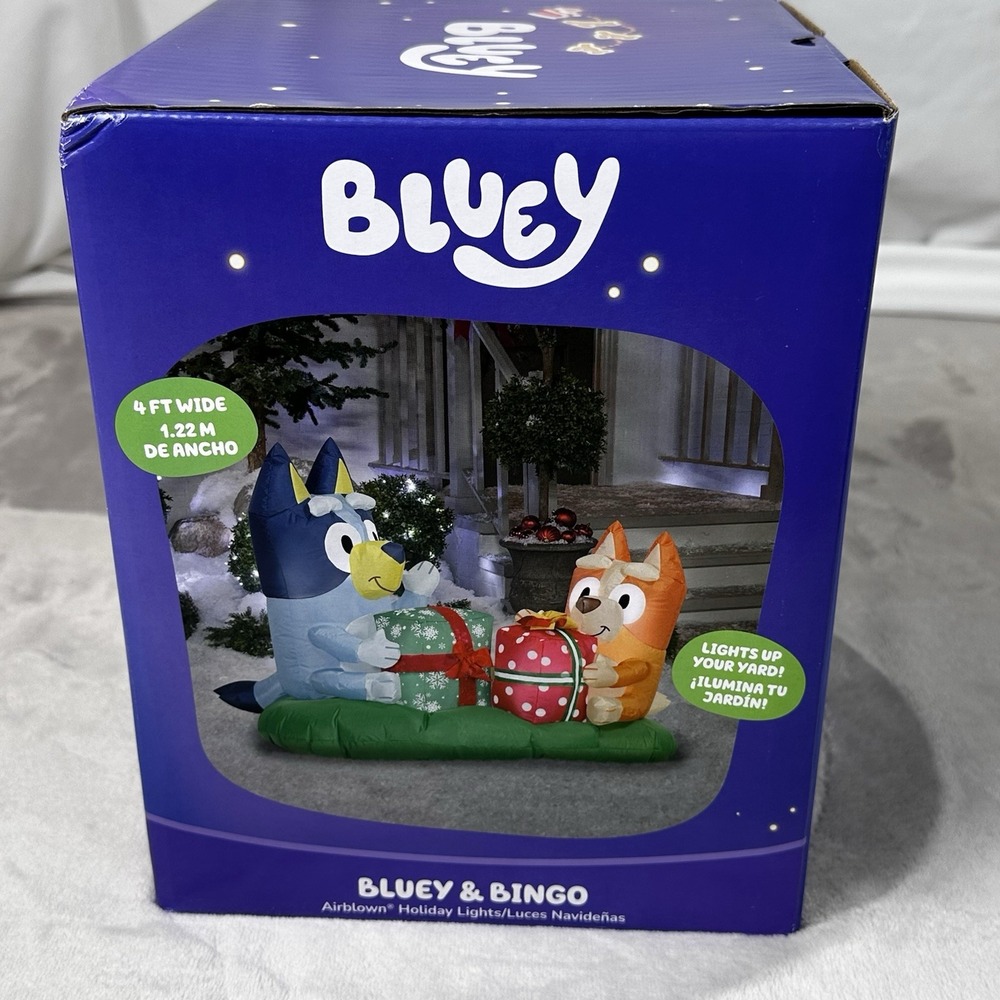Bluey & Bingo Christmas 4' Wide Inflatable Decoration Holiday Seasonal Decor NEW